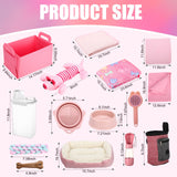 Abbylike 75 Pcs Puppy Supplies Starter Kit for Small Dogs New Puppy Essentials Starter Kit Pink for School Dog Toys Includes Dog Leash, Bowl, Brushes, Water Bottles, Christmas Welcome Home Gift