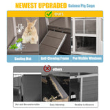 Ketive Guinea Pig Cages Indoor, Wooden Guinea Pig Cages with Stand, Rabbit Cage Hutch with Ramp and Hideout, Small Animals Cage Habitat with Not Leakage Pull Out Tray