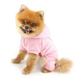 SELMAI Girl Dog Clothes for Small Dogs Cute Doggie Outfits Rhinestone Crown Stretchy Puppy Pajamas Soft Velvet Hoodie 4 Legged Jumpsuit Lightweight Pet Tracksuit Cat Apparel Leash Hole