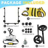 LOKSHUN Small Dog Wheelchair for Back Legs, Adjustable Rear Leg Mobility Support for Small Dogs up to 22 lbs, Lightweight Dog Mobility Cart with 2-in-1 Leash, LED Light, Heavy-Duty Wheels (Yellow-S).