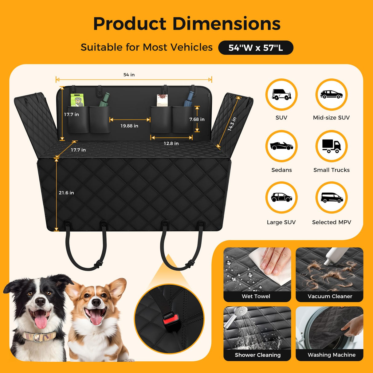 Elouta Dog Car Seat Cover for Back Seat,100% Waterproof Scratch Proof Nonslip Seat Cover,600D Heavy Duty Scratch Soft Dog Hammock for Car for Cars