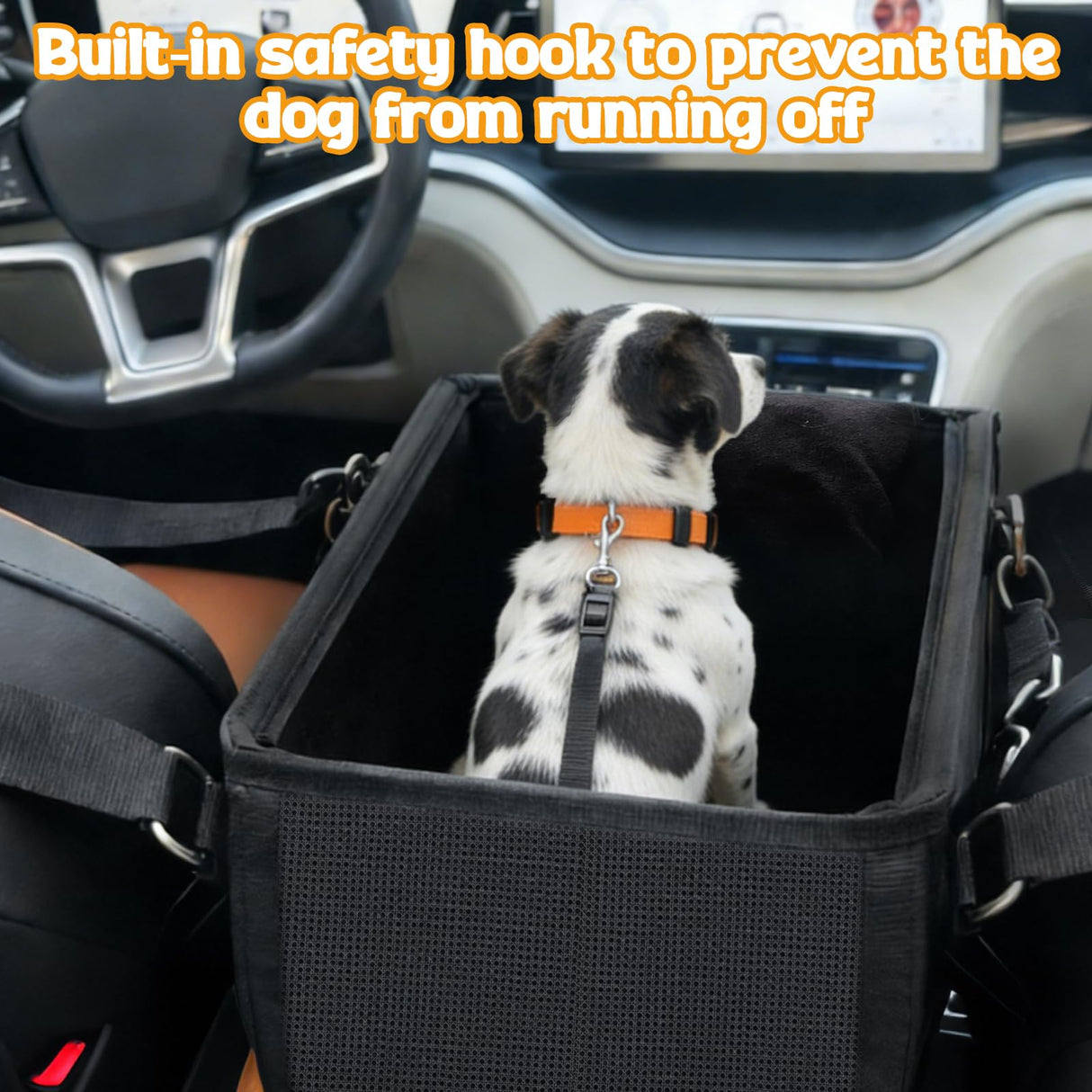 BABORUI Center Console Dog Car Seat, 3-in-1 Portable Pet Carrier, Cat Car Seat with Zipper Fold Storage, Travel Ride Companion for Cats