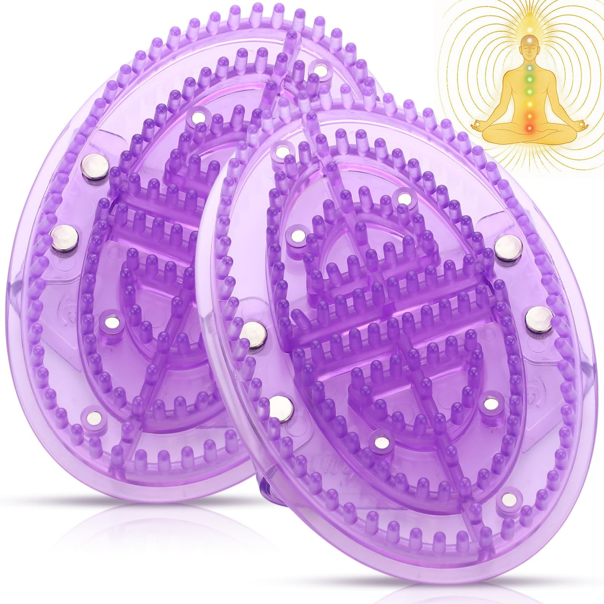 2 Pcs Meridian Massage Brush Magnetic Full Body Meridian Brush Beauty Salon Massage Tools for Full Body SPA Massager Relaxation (Purple)