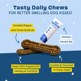 Barkbox Bright Durable Dog Dental Kit for Tough Chewers, 15 Chew Sticks & Toothpaste - Large Breeds