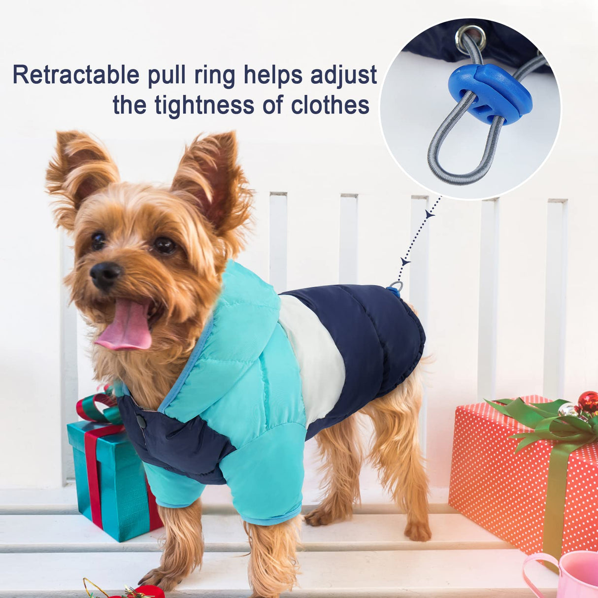 FUAMEY Puppy Puffer Jacket, Warm Padded Pet Snow Vest, Cute Windproof Dog Clothes, Waterproof Outdoor Lightweight Small Dog Hoodie, Chihuahua Poodles Yorkshire Pet Apparel M/16