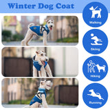 AIMYDOG Winter Coat, Waterproof Jacket, Warm Turtleneck Fleece Vest With Built-in Harness, Reflective Snow Jacket Snowsuit for Small Medium Large Dogs, Blue M