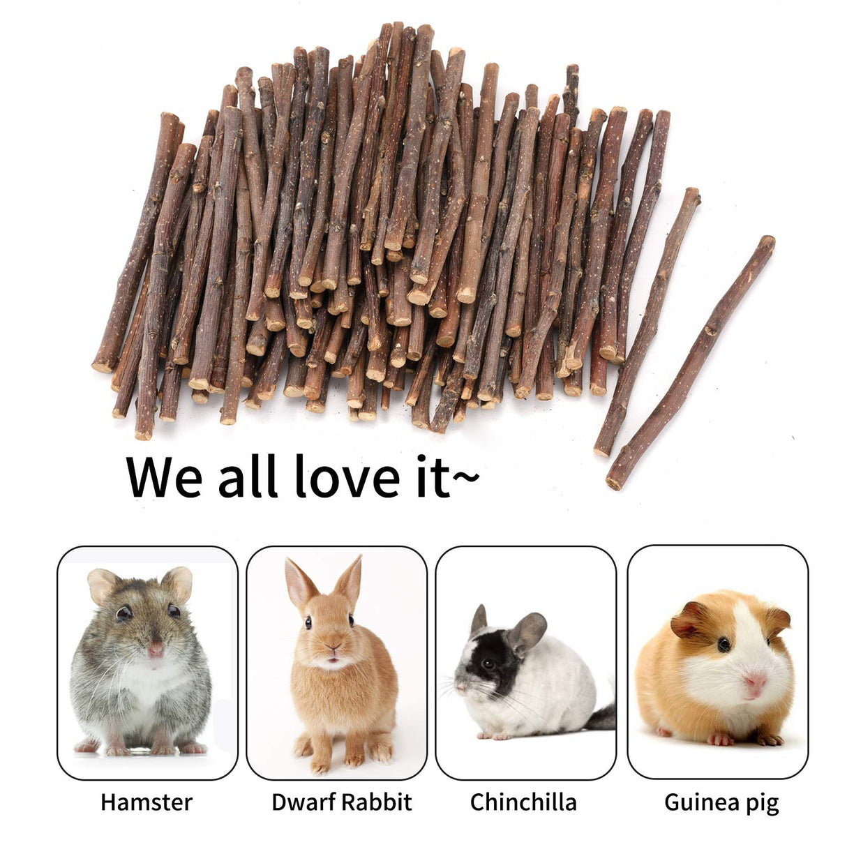 CHUHUAYUAN Natural Apple Sticks, 500g Treats Food for Small Animals, Chew Toys for Chinchilla Guinea Pigs Rabbit Squirrel Hamster Bunny