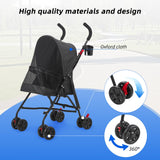 COOLCRAB Pet Stroller Oxford Cloth Foldable Dog Strollers for Small Dogs and Cats Suitable for All Road Surfaces Wide-View Panoramic Window 4 Wheels with Brakes Portable Design, Easy to Store (Blue)