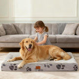CAPT.SNOOZE Waterproof Orthopedic Dog Bed for Large Medium Sized Dogs 35x22 Inch - Egg Crate Foam Pet Crate Bed with Removable Washable Cover, Plush Top Anti-Slip Bed Mat, Beige