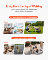 VEVOR Dog Wheelchair for Back Legs, Lightweight 2 Wheels Pet Wheelchair, Height, Width & Length Adjustable, Dog Cart with Shock-Absorbing Wheels, for Injured, Disabled Dogs 35-48 lbs, Medium