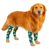 Petwarm Dog Recovery Leg Sleeves 4pcs Set Duck Print – Anti-Lick Post-Surgery Wraps for Dogs, Breathable Joint Support Sleeves for Medium & Large Breeds, Green, L