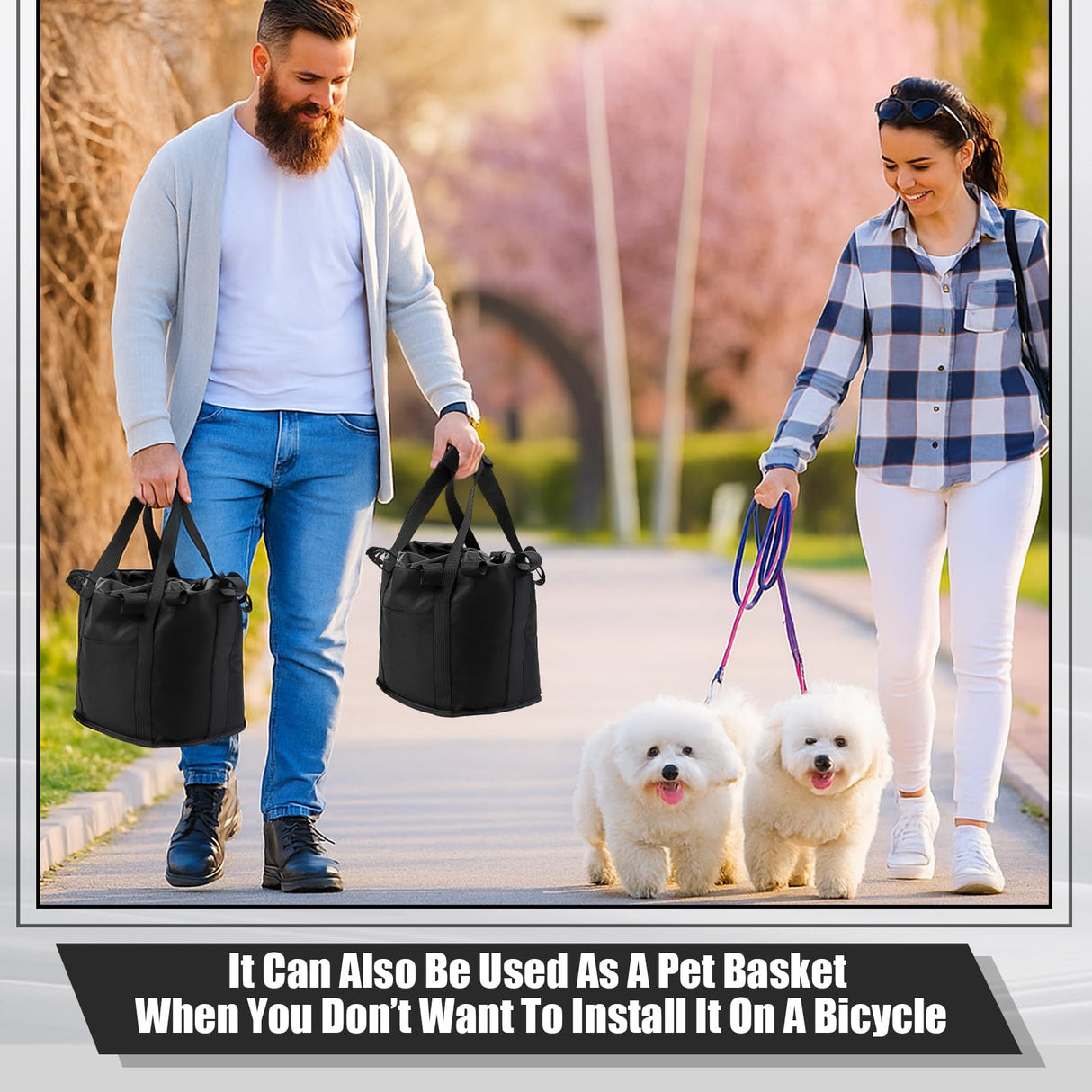 SilTriangle 11lbs Dog Bike Basket with Sun Shade Removable Small Pet Cat Dog Carrier Quick Release Bicycle Handlebar Front Basket Detachable Cycling Picnic Bag for Commuting Shopping Camping