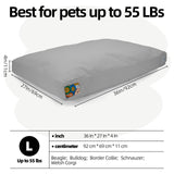 Sytopia 36 Inch Canvas Indestructible Outdoor Dog Bed for Large Dogs, Waterproof Washable Removable Cover, Indoor Patio Pet Pad for Crate, Light Grey