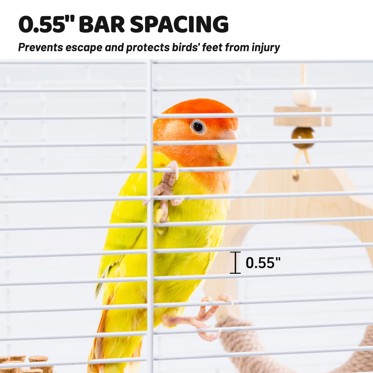14.6" Portable Travel Bird Cage, Parrot Cage, Ample Room for Tail Movement, with Food Box, Perch, Water Bottle, for Vet Visit, Short Trip, Parakeet, Cockatiel, Budgie, Small Medium Birds
