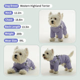 BRKURLEG Dog Raincoat for Small Dogs, Small Dog Rain Jacket with Harness Built in, Waterproof 4 Legs Puppy Raincoats, Puppy Outdoor Jacket with Reflective Strip, Purple, XXL