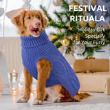 Queenmore Large Dog Sweater, Dog Sweaters for Large Dogs, Thanksgiving Fall Knit Pet Kintwear, Turtleneck Stretchy Christmas Pet Sweater, Winter Warm Clothes for Labrador, Doberman, Royal Blue,2XL