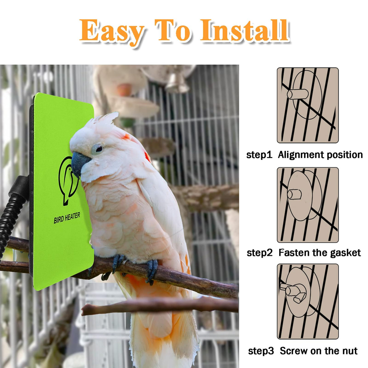 Kokopro Bird Heater for Cage - Snuggle Up Bird Warmer for Exotic Pet Birds, 10W African Grey, Parakeets, Parrots, (3.7"x5.7")