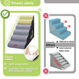 LOOBANI Dog Stairs for High Bed, 30 Inch Height 6 Steps Soft Foam Spliced Dog Steps for Bed, Non-Slip Sturdy Pet Stairs, Ramp for Small, Older Pets - Grey 6 Tiers