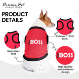 Parisian Pet Boss Dog Shirt – 100% Cotton Red Shirts for Large Dogs – Sleeveless Puppy Clothes – Lightweight Dog Apparel – Breathable and Soft Dogs Clothes - Stretchy Pet T Shirts