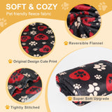 Gowyeg Dog Blankets for Large Dogs, 80"x60" Blanket Washable, Fuzzy Soft Pet Mat Throw Cover for Kennel Crate Bed, Cute Paw Pattern, Cat Blanket, Gifts Medium Small Pet Essentials, Black Red