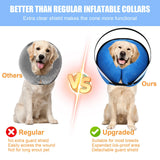 2-in-1 Soft Inflatable Dog Cone Collar Alternative with Enhanced Anti-Licking Guard Shield, Dog Donut Collar After Surgery, Adjustable Cones for Large Medium Small Dogs and Cats (Blue,L)