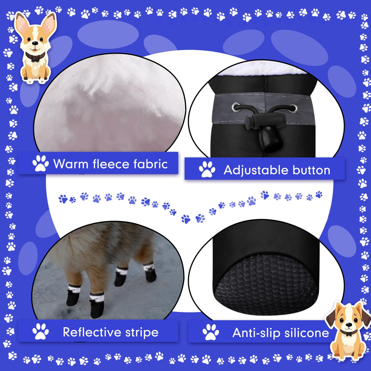 Weewooday 4 Sets 16 Pcs Waterproof Dog Shoes Rain Snow Boots Paw Protectors Breathable Dog Winter Boot Anti Slip Sock Shoe with Adjustable Drawstring for Pet(Black,Black,No. 2, 4x3.5cm)