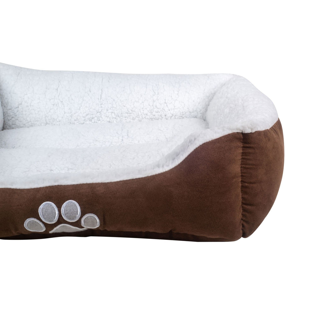 Long Rich Rectangle Bolster Pet Bed, Dog Bed Medium Size, Chocolate Color
