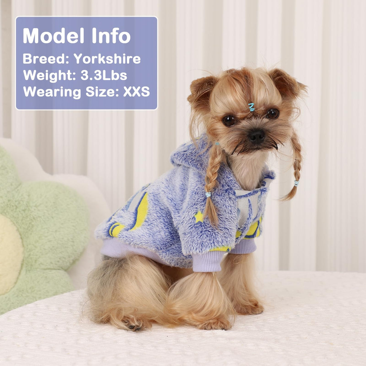 Dog Sweater for Small Dogs Girl Boy, Fleece Dog Hoodie Clothes, Night Glow Puppy Sweater, Soft Warm Extra Small Doggie Sweatshirt, Fall Winter Doggy Clothes Pet Outfits for Chihuahua Yorkie, Blue,XS
