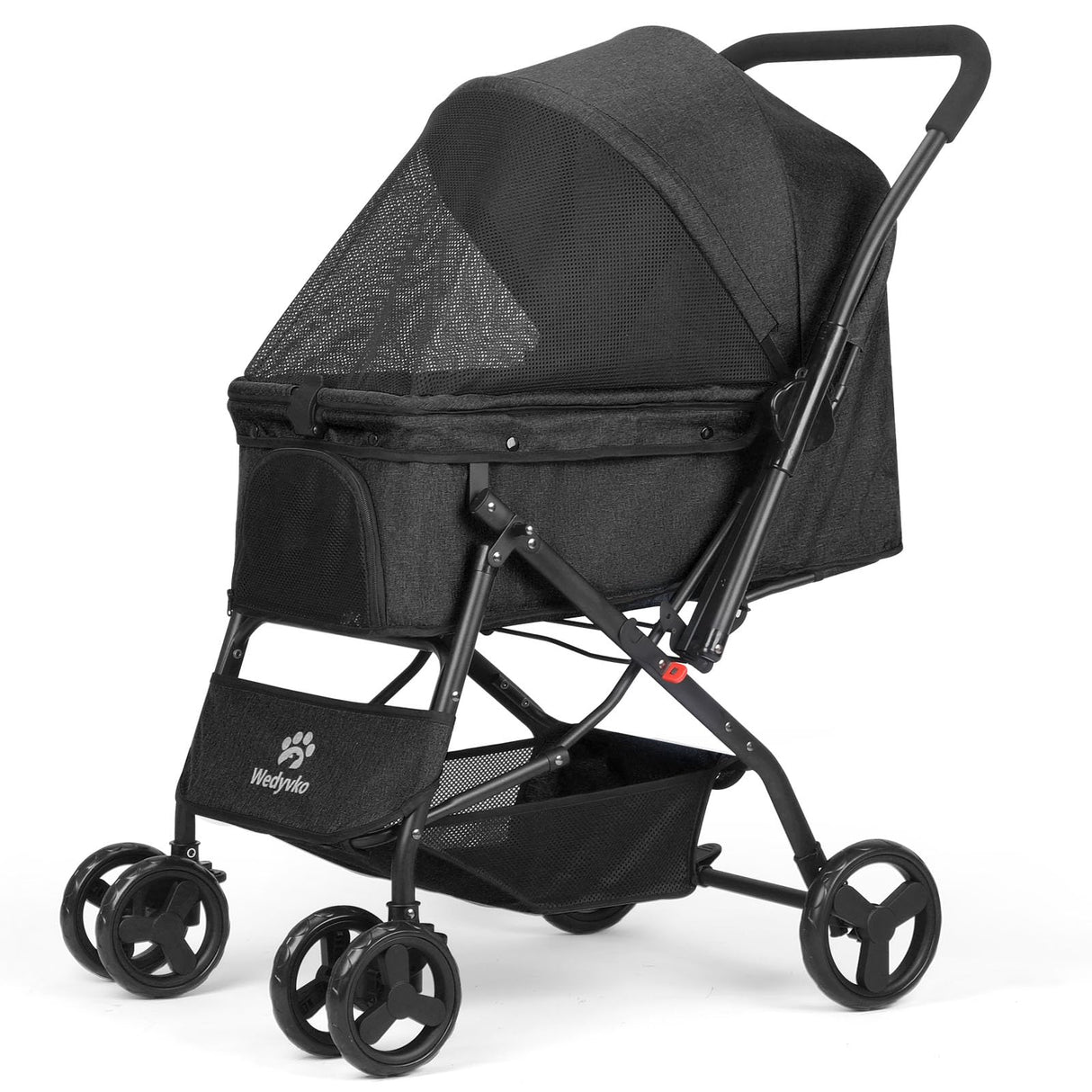 Timati Pet Stroller Dog Strollers for Medium Dogs and Cats with Reversible Handle, 360 Rotating Front Puppy Stroller for Small/Medium Dogs with Mesh Windows 4 Wheels Carts for Outdoor (Black)