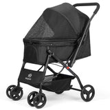 Timati Pet Stroller Dog Strollers for Medium Dogs and Cats with Reversible Handle, 360 Rotating Front Puppy Stroller for Small/Medium Dogs with Mesh Windows 4 Wheels Carts for Outdoor (Black)
