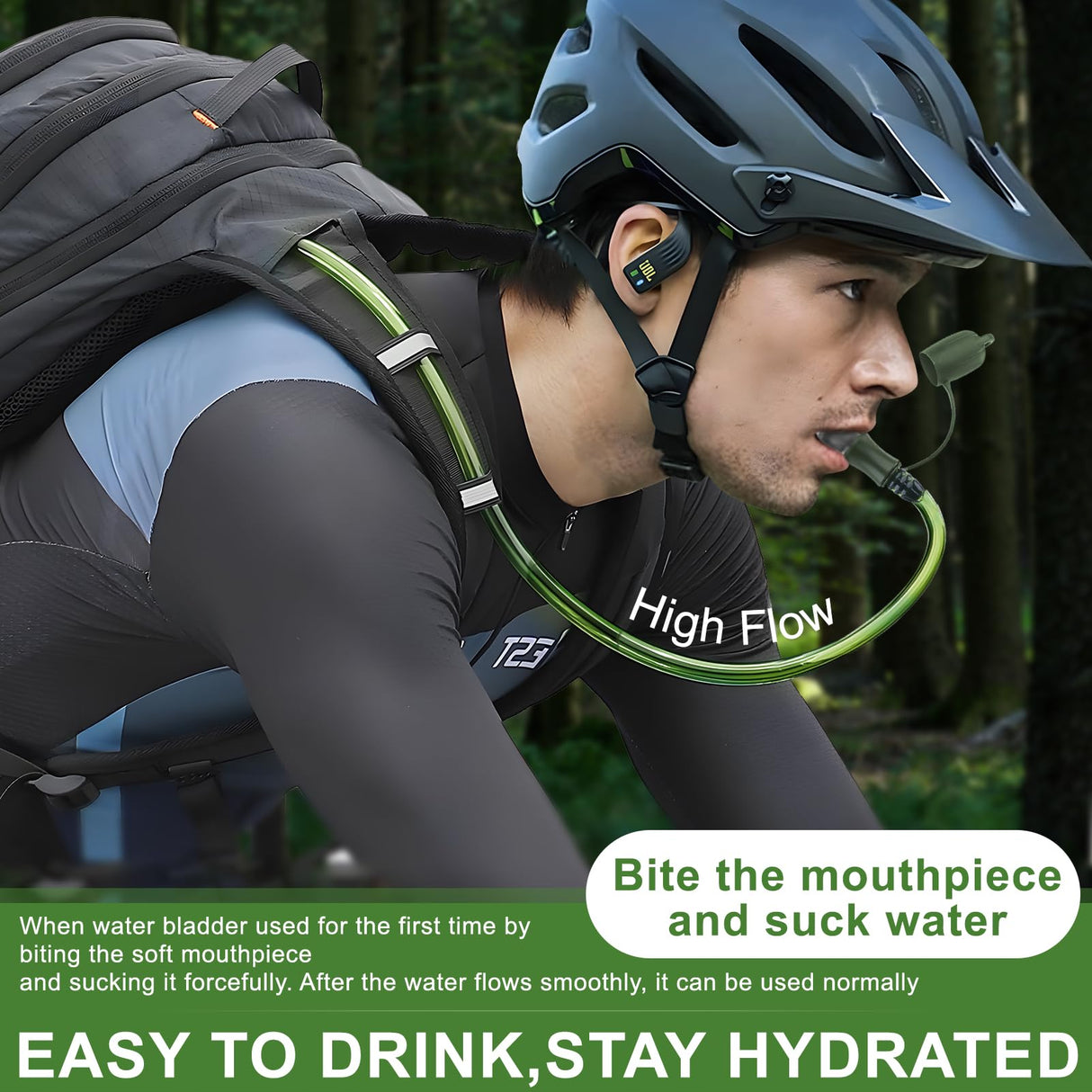 Hydration Bladder, 2L Water Bladder for Hiking Backpack, BPA-Free Leak Proof Water Reservoir Storage Bag, Hydration Pack Replacement for Camping Cycling Running, Military Green