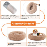 Sweetcrispy Donut Dog Bed, XL Large Round Calming Cat Bed with Washable Waterproof Cushion, Anti-Anxiety & Anti-Slip Fluffy Cuddle Cozy Faux Fur Plush for Pet Puppy Indoor Sleeping(37.4"x3.47",Brown)