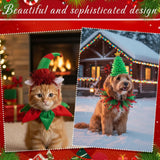 Talltalk 3 Packs Pet Christmas Costume Includes 3 Dog Christmas Caps with 3 Dog Collars and Scarves, Santa Xmas Tree Pet Costume Accessories for Puppy Cat Winter New Year Holiday Supplies
