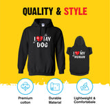 I Heart My Dog & Human Matching Hoodies - Soft Pet & Owner Sweatshirt Set - Premium Gift for Holidays