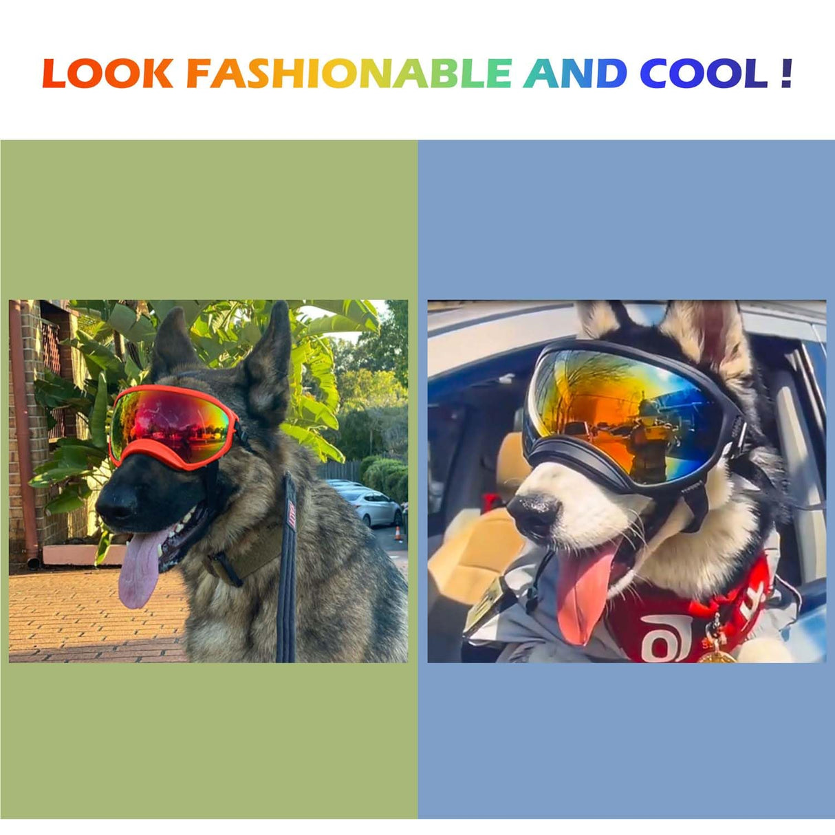 Dog Sunglasses,Doggles Anti-UV Protection,Pet Sunglasses with Adjustable Strap,Suitable for Motorcycle Car Driving Bike Riding Hiking Swimming Wind Dust Fog Dog Eye Protection