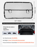 VEVOR Dog Car Barrier, 56" Wide Car Divider for Front Seats Installation, Vehicle Pet Barrier with See Through Net Mesh, Universal-Fit Dog Car Barrier for Full-Size Sedans, Trucks, and SUVs, Black