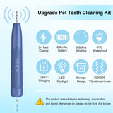 Ultrasonic Dog Teeth Cleaner, 3 Modes Sonic Tooth Cleaner for Dogs, Low Noise Sonic Dog Plaque and Tartar Remover with LED Light, 2 Cleaning Head, Toothbrush, Dental Mirror Probe Tweezer and Scraper