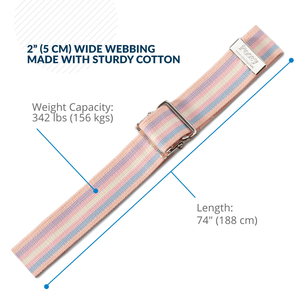 TIDI Posey Gait Belt, Pastel, Long, 74” – Walking Belt & Gait Belt – Quantity: 1 – Medical Supplies for Nurses, Physical Therapy & Home Care (6531L)
