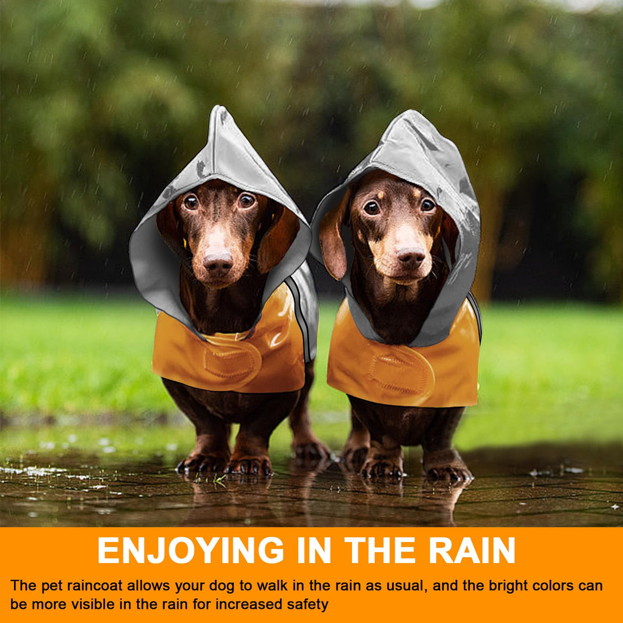 Dog Raincoat with Reflective Strip, Ultra Light Breathable Waterproof Dog Rain Jacket, Adjustable Waterproof Dog Raincoat with Hood, Suitable for Small, Medium, and Large Dogs (Grey, XL)