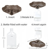 MRTIOO 17oz Terrarium Tank Reptile Food Feeders Bowl, Water Feeder Automatic Water Dispenser Waterer Feeding Accessories, for Geckos Lizards Turtle Bearded Dragons (Brown)