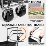MAXFUT Large Dog Stroller for Large Medium Dogs,Older Dog Wagon Cart with Tailgate,Foldable Pet Strollers with Removable Canopy(Black with Sunshade)