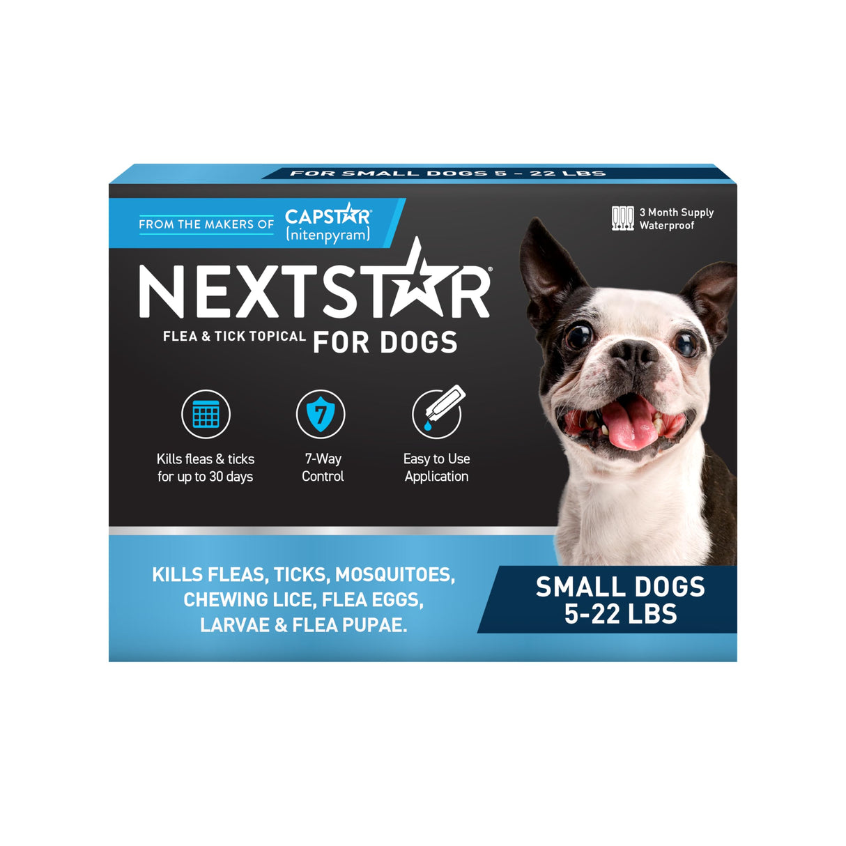 NEXTSTAR Flea and Tick Prevention for Dogs, Repellent & Control, Fast Acting Waterproof Topical Drops, Flea and Tick Prevention for Small Dogs, 3 Monthly Doses