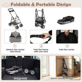 PETSITE 4 Wheels Pet Stroller, One-Click Foldable Dog Strollers for Small Dogs with Detachable Carrier, Breathable Mesh, Waterproof Cover, Storage Basket, Cup Holders, Ideal for Dogs Cats up to 33 lbs