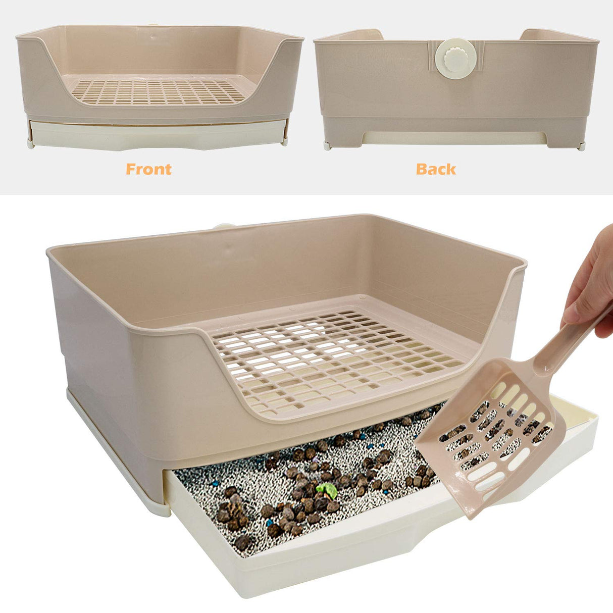 BWOGUE Large Rabbit Litter Box Toilet,Potty Trainer Corner Bedding with Drawer Larger Pet Pan for Adult Guinea Pigs, Rabbits, Hamster, Chinchilla, Ferret, Galesaur, Small Animals(White)