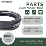 TURFPULSE Lawn Mower Deck Belt Replace 116-3455 02000611 482530 for Exmark Pioneer E/S Series Quest SP Cub Cadet M72-CT Scag SMTC-52A Replacement Part Accessories, 5/8 Inch x 154.5 Inch