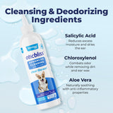 Vetnique Oticbliss Dog Ear Cleaner Flush with Odor Control, Dog Ear Cleaning Solution for Dirt and Wax with Soothing Aloe Dogs & Cats Flush - Vet Recommended for Itchy Ears (8oz, Flush)