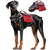 DENTRUN Dog Hiking Backpack, Hound Dog Saddlebag Backpack, Nylon Dog Harness Vest with Side Pockets Hiking Pack, Dog Backpack Hiking Walking Training Running for Medium & Large Dogs