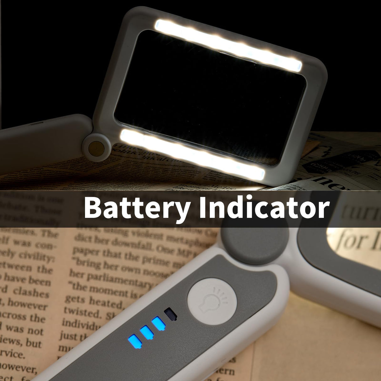 GUCOO Magnifying Glass with Light for Close Work Reading 3.5X Folding Handheld Led Illuminated Lighted Rectangle Magnifier for Jewelers Seniors Large Hand Held Magnifying Lens for Book Jewelry Coins