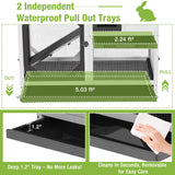 Gutinneen 2-Story Rabbit Hutch Bunny cage with Chew-Proof Ramp, Locking Leak-Proof Trays - Indoor/Outdoor 39.3" Wooden Rabbit Cage with Wheels for Rabbits, Guinea Pigs, Small Animal (Black and White)
