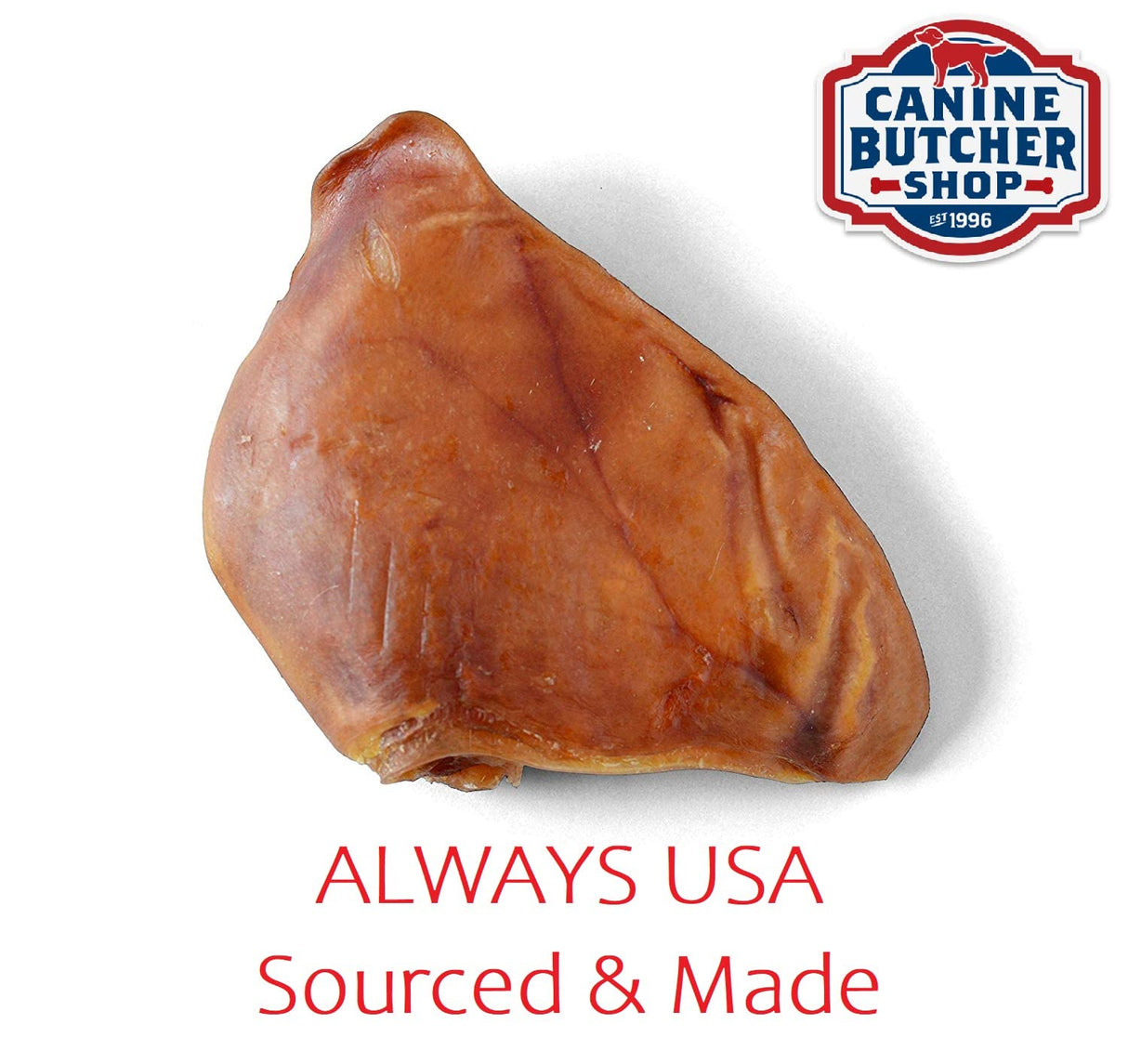 Canine Butcher Shop Pig Ears for Dogs, Always USA Made (30-Pack), All Natural, Sourced in USA Pig Ears, Digestible Pork Dog Chew Treat